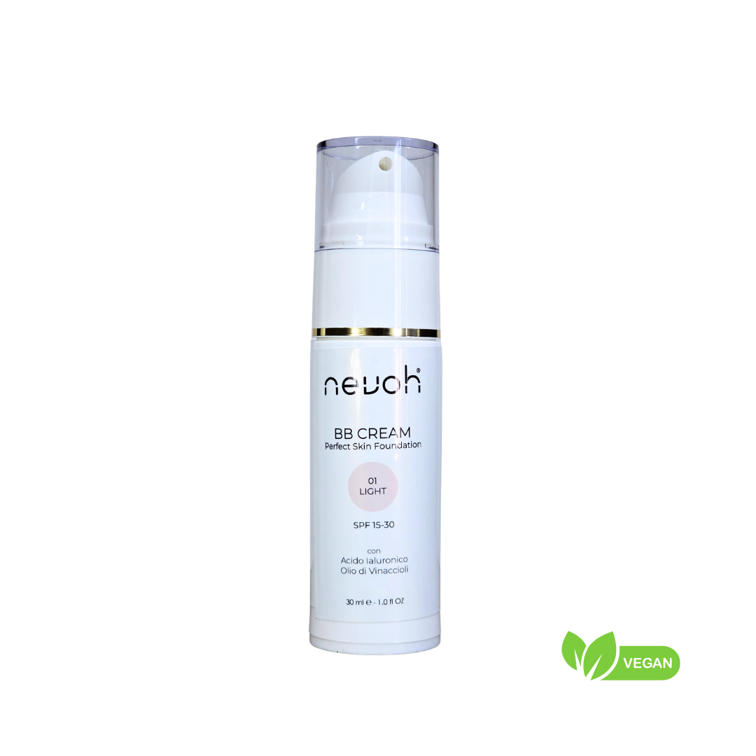 BB Cream Light 01 Nevoh Lab - Flacone Airless 30ml con protezione SPF 30 e Acido Ialuronico