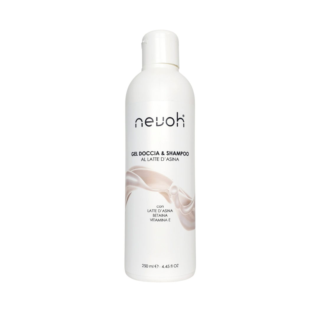 Gel doccia shampoo Nevoh al latte d’asina per pelle sensibile